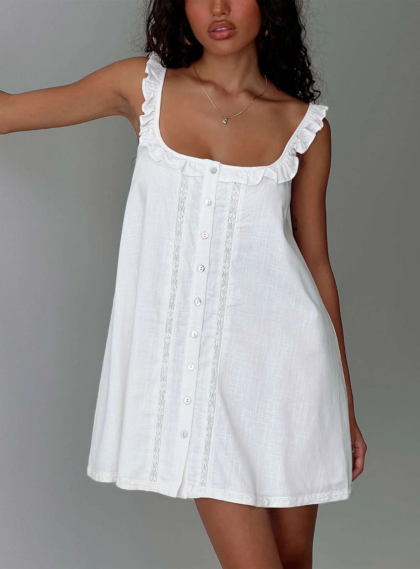 Malinda Babydoll Mini Dress White