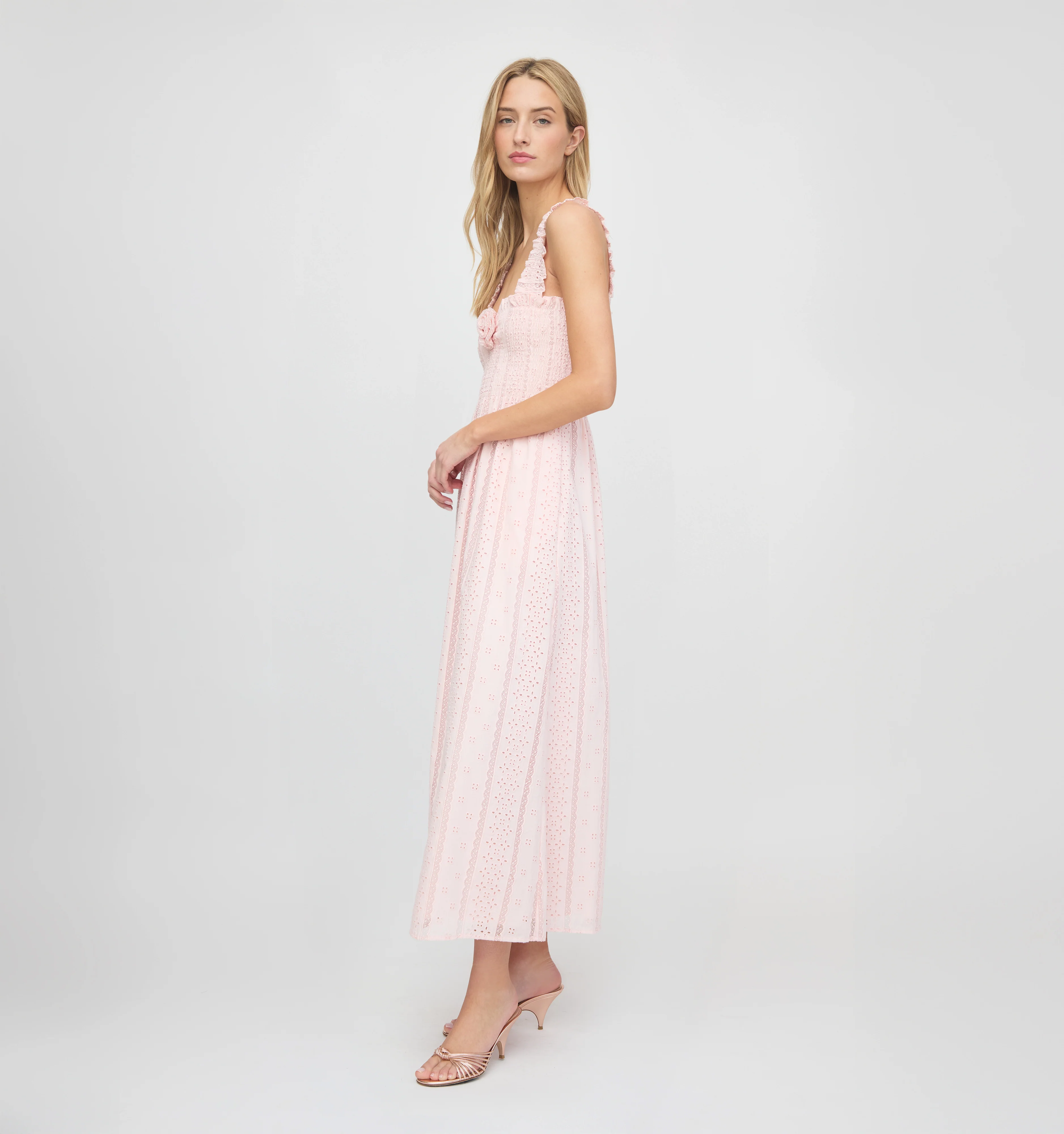 The Rosetta Nap Dress - Pink Broderie Voile