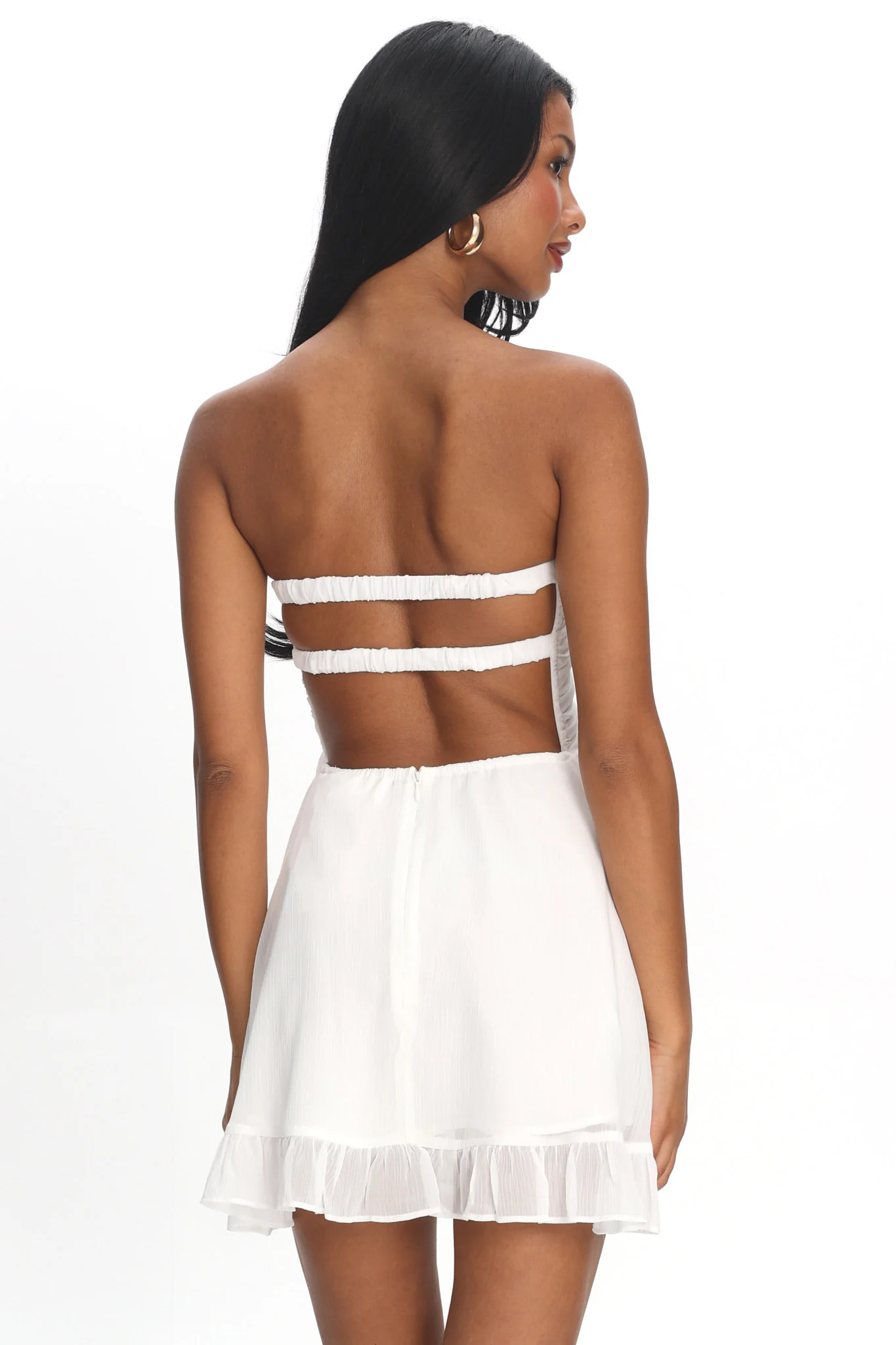 Gloria Day Tied Bust Strapless Mini Dress Cream - luluinthesky