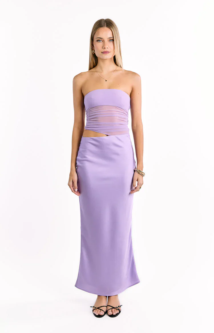 Elinor Lilac Satin Maxi Dress