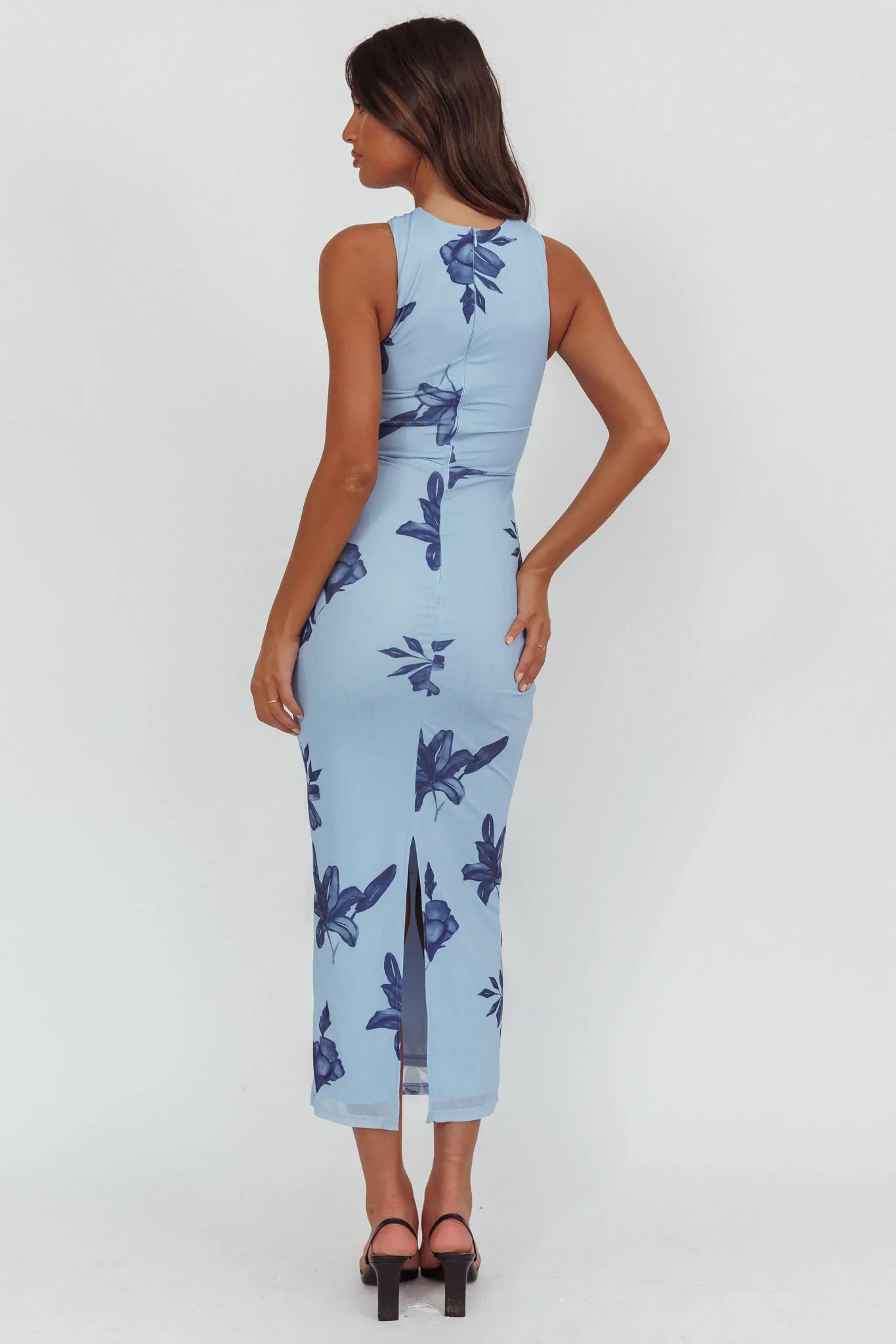 Maretha Gold Link Neckline Maxi Dress Lily Blue