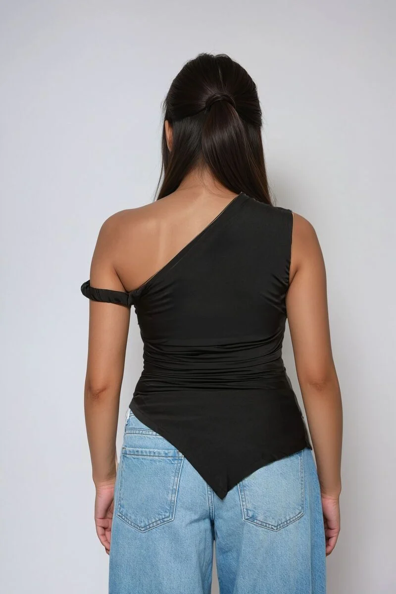 Asymmetrical One-Shoulder Ruched Top