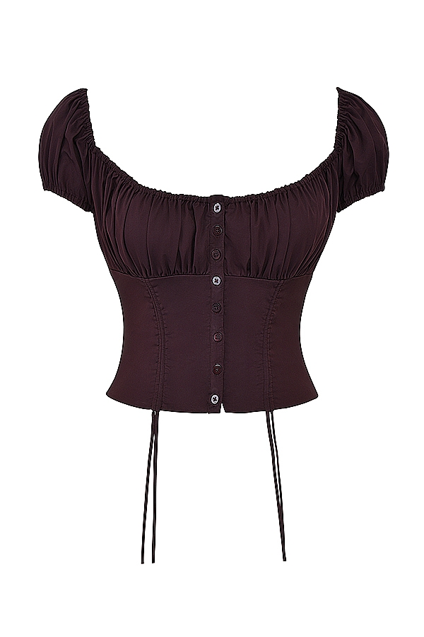 Rich Brown Gathered Top