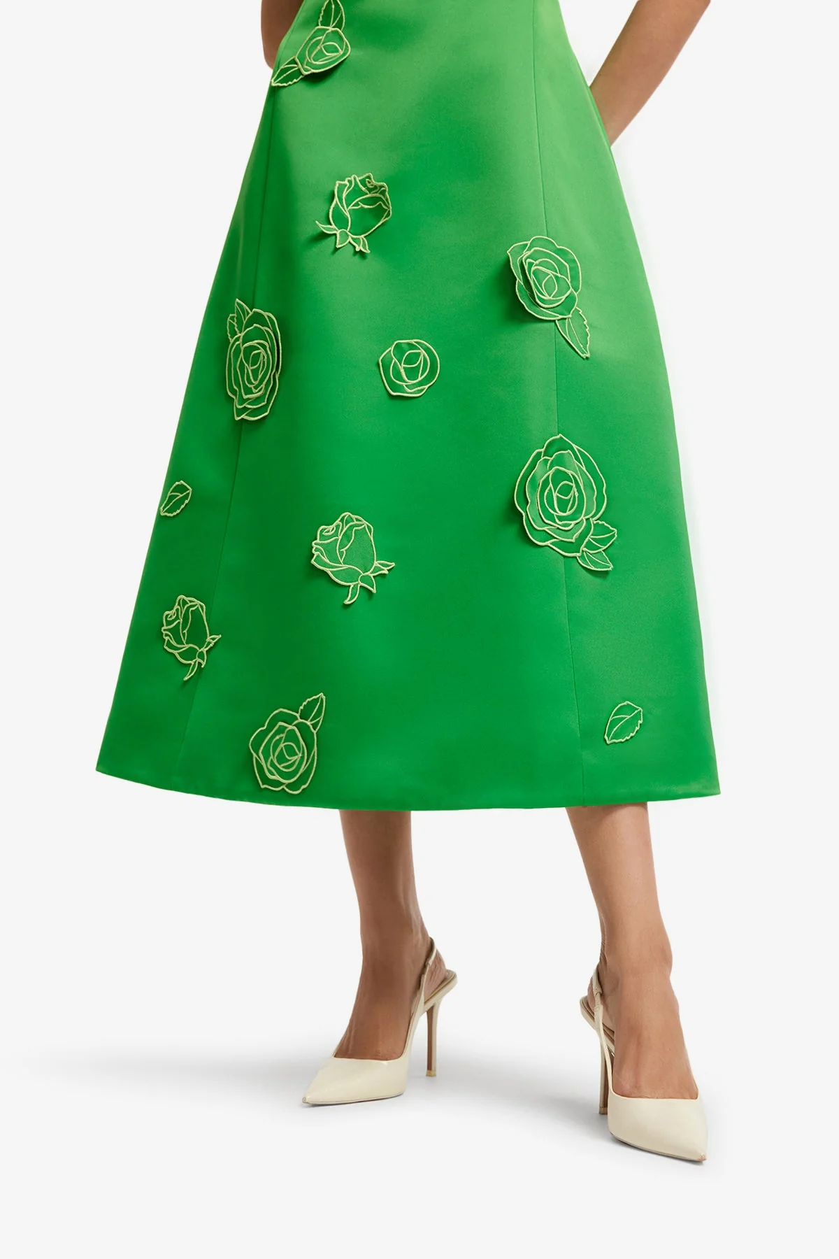 Cleo Appliqué Sleeveless Midi Dress - Verdant