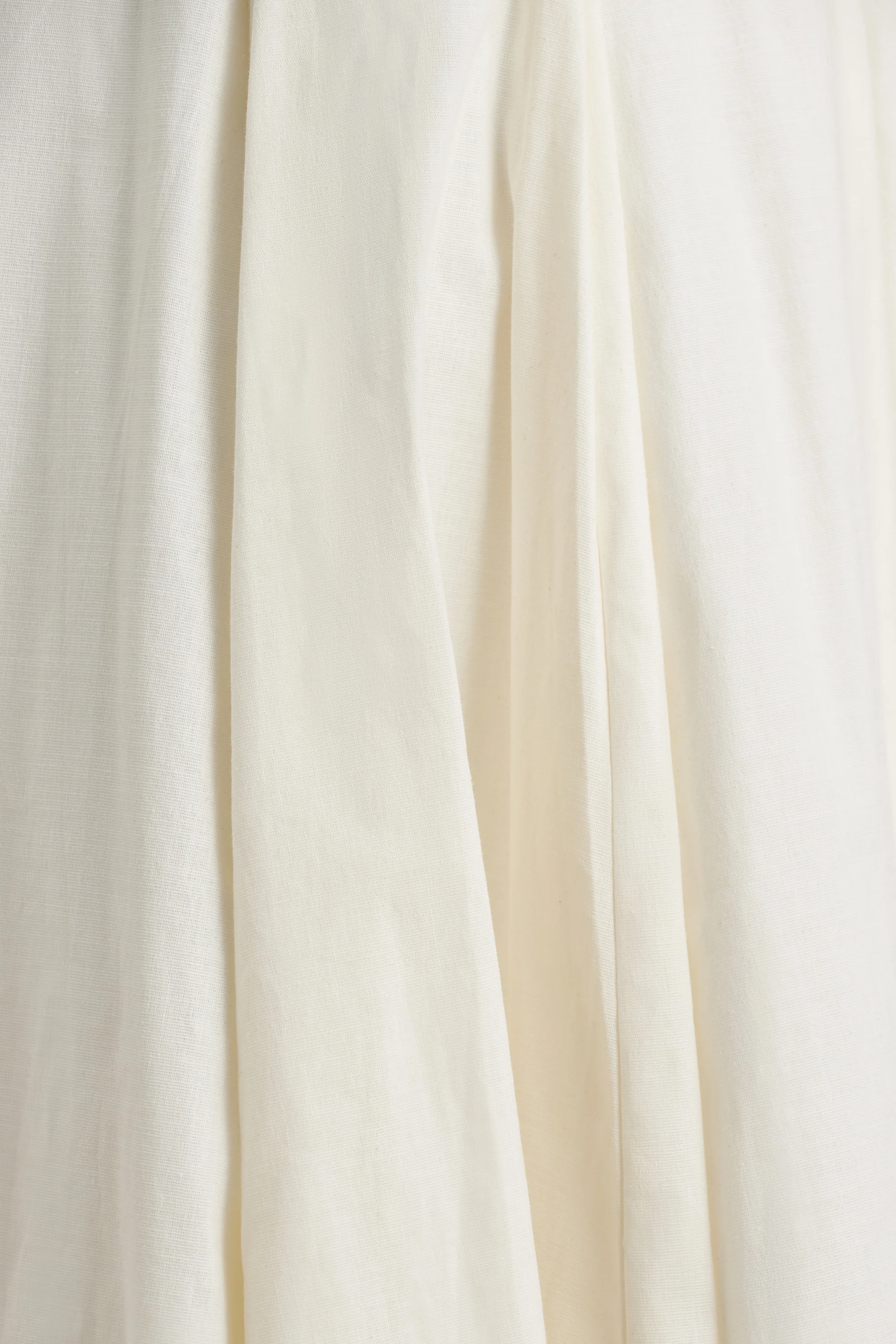 Magnolia | White Scoop-Neck Midi Dress With Drop-Waist And Ruffling Detail