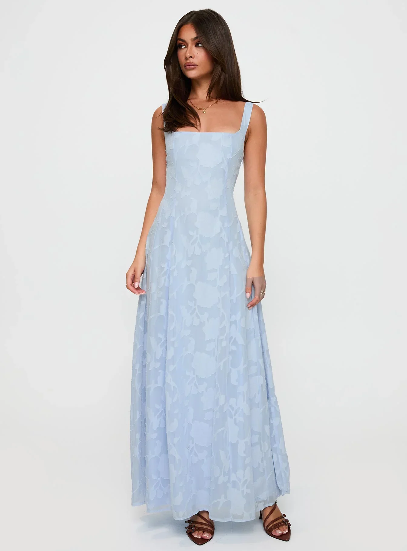 Margaux Burnout Maxi Dress Blue - luluinthesky