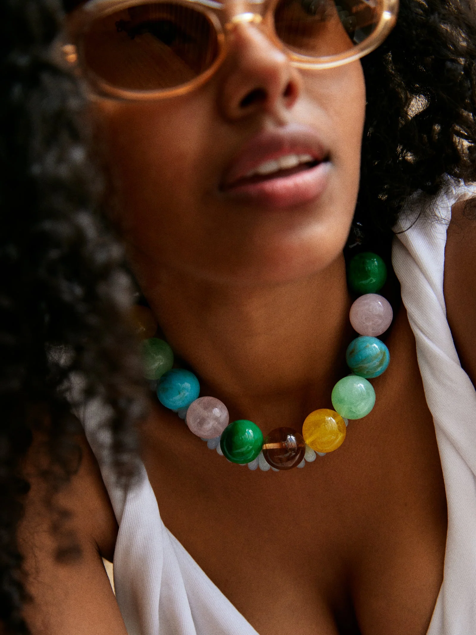 Jane Beaded Necklace - Natural Multi Bead