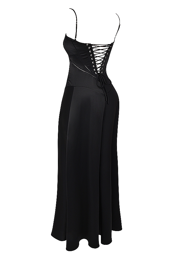 black lace up maxi dress