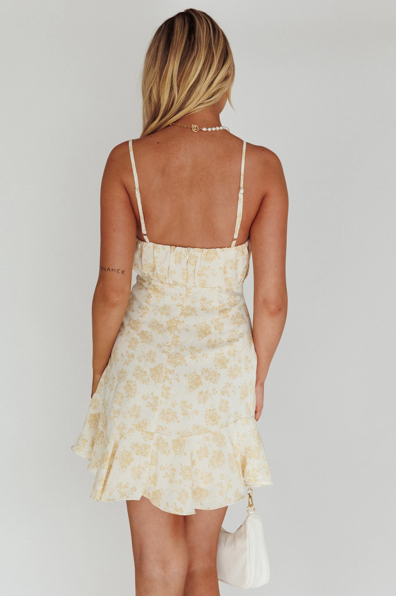 Promise Me Ruched Bust Pintuck Pleat Detail Dress Floral Yellow