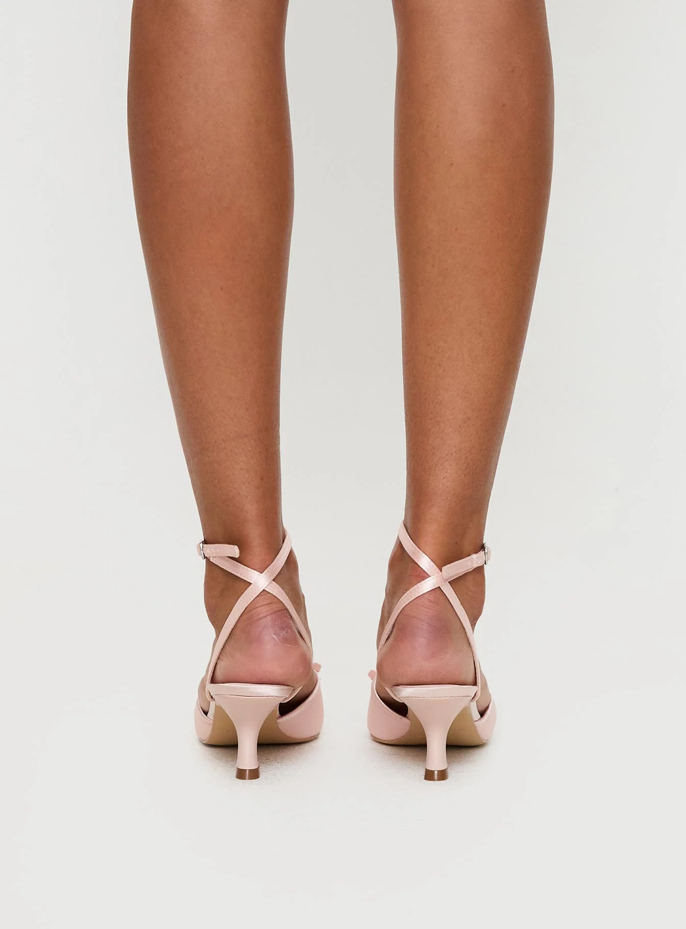 Clio Satin Pointed Toe Heels Baby Pink