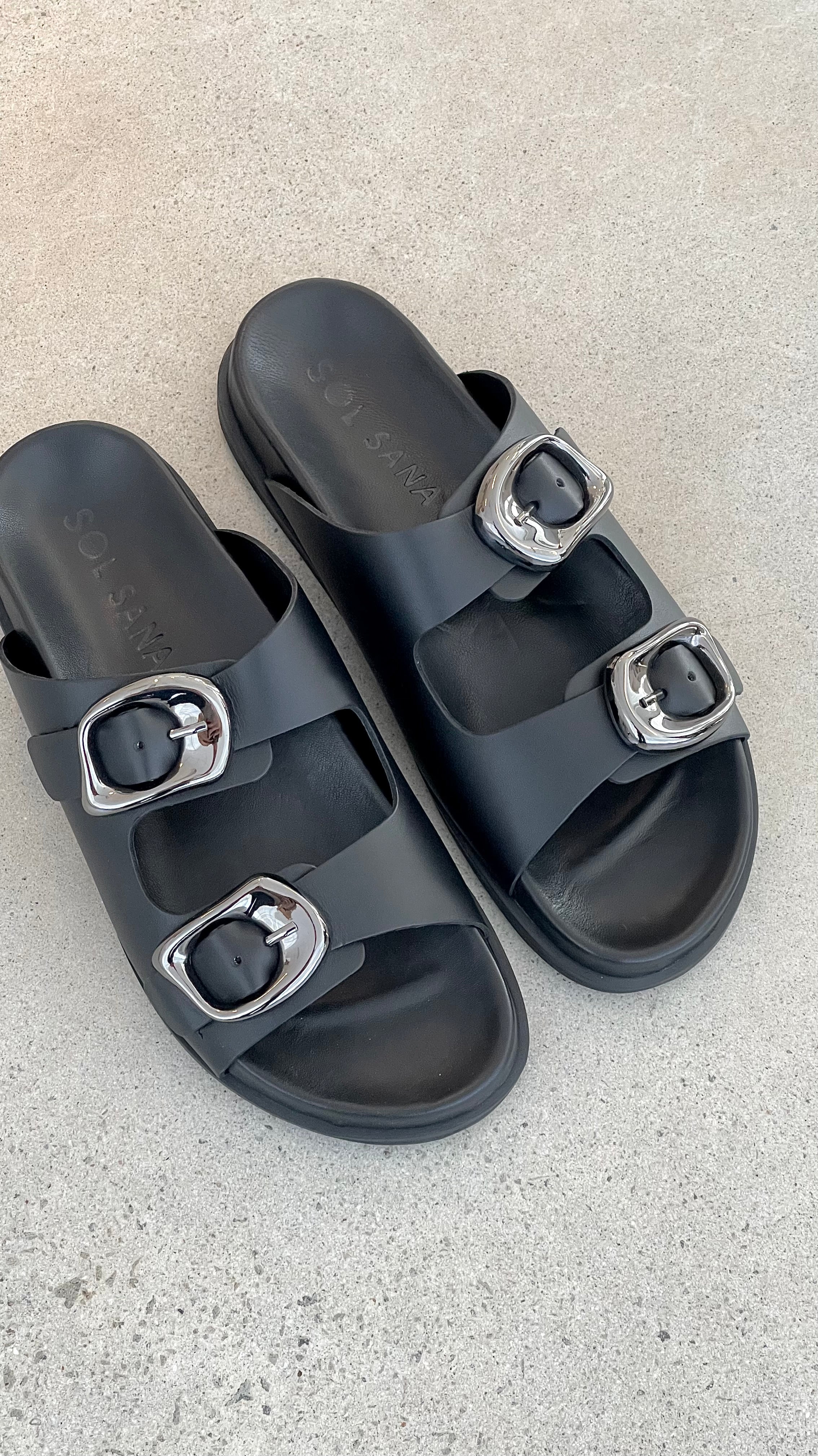 Sol Sana San Jose Footbed - Black / Silver - luluinthesky