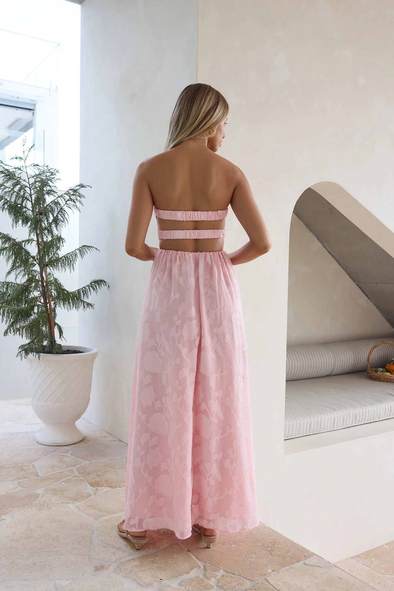 Angelic Moment Strapless Maxi Dress Pink