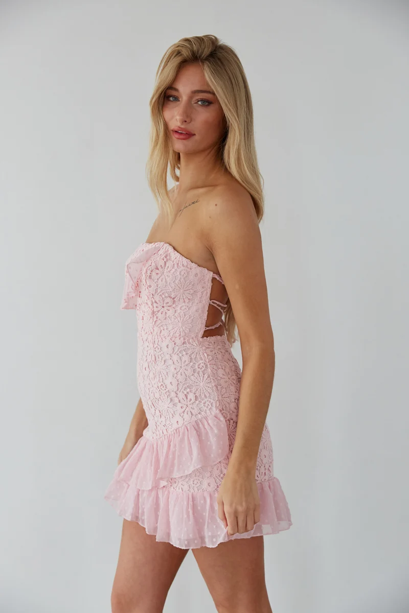 Cece Lace Tie Back Mini Dress
