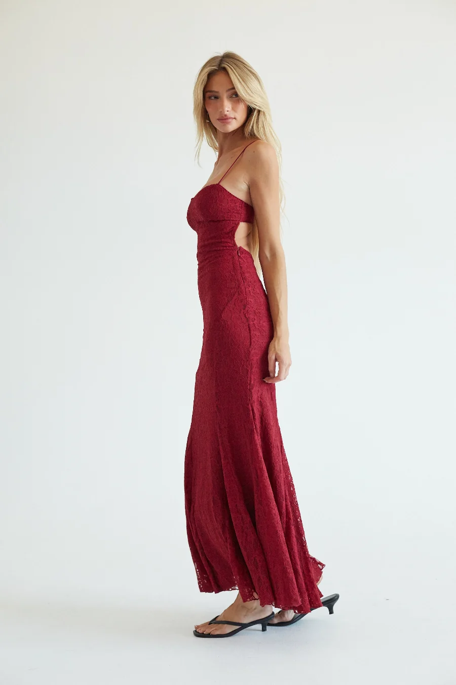 Nathalie Lace Open Back Maxi Dress