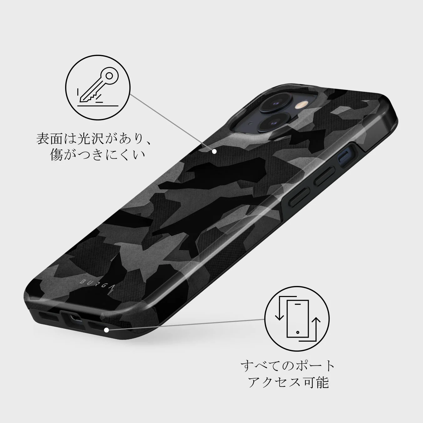 Night Black Camouflage - iPhone 13 Mini ケース