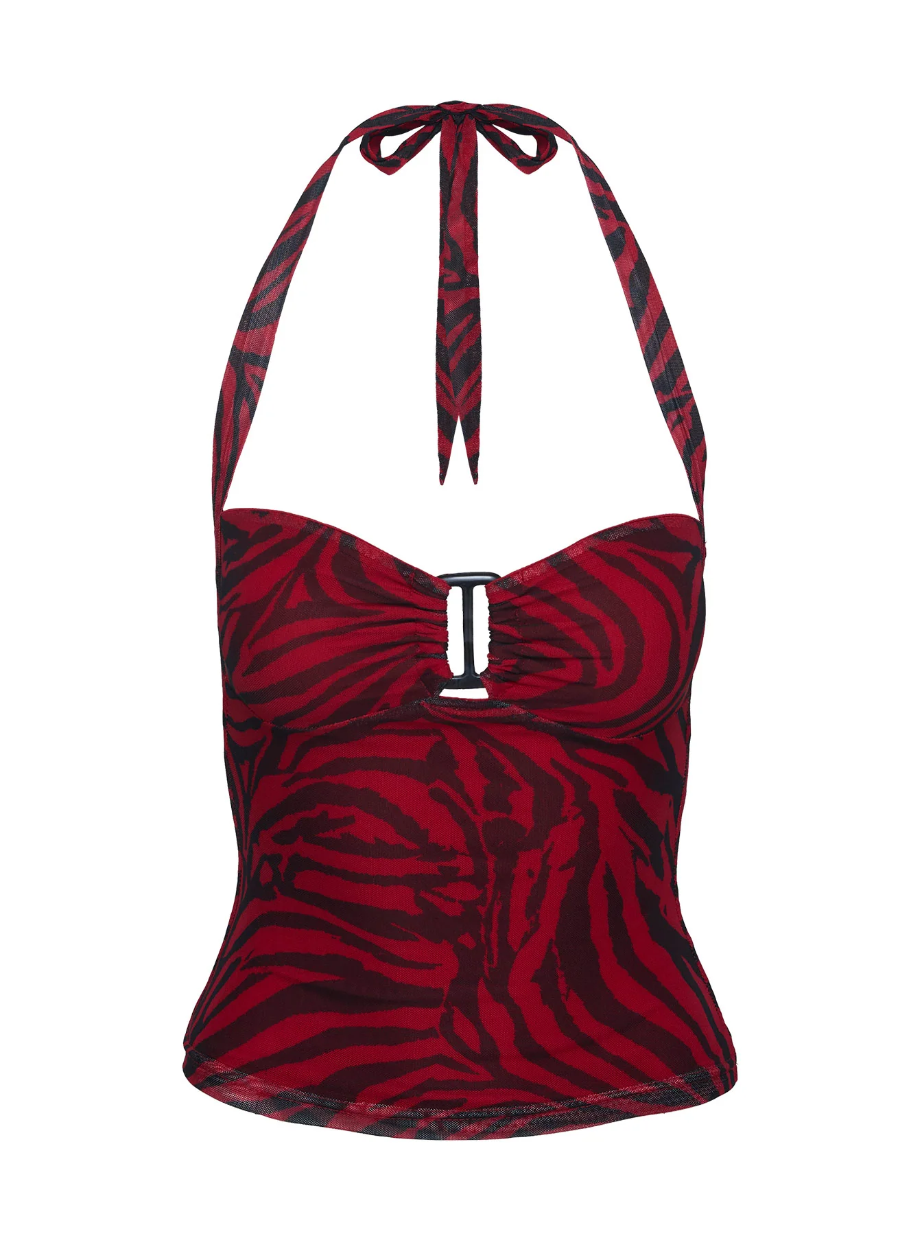 Cielo Mesh Halter Top Red Zebra