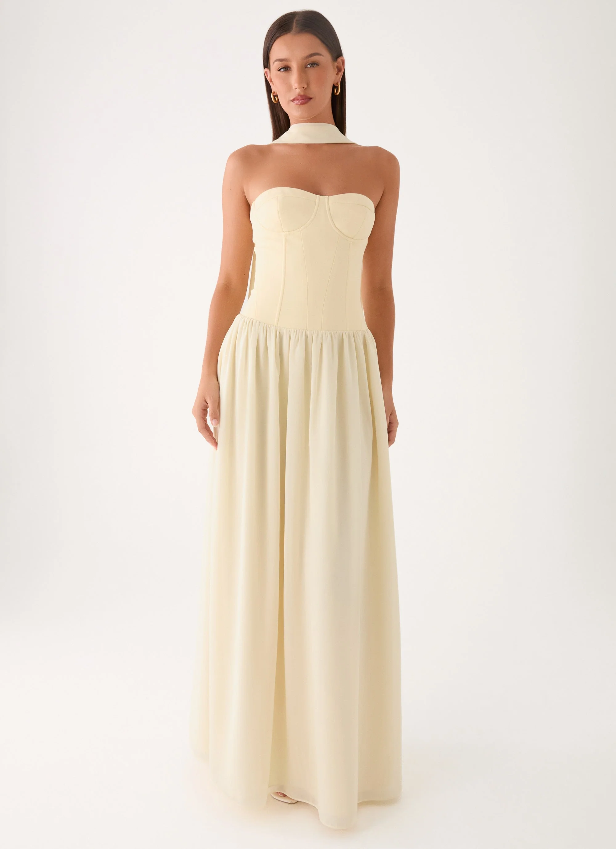 Elianah Scarf Maxi Dress - Yellow - luluinthesky