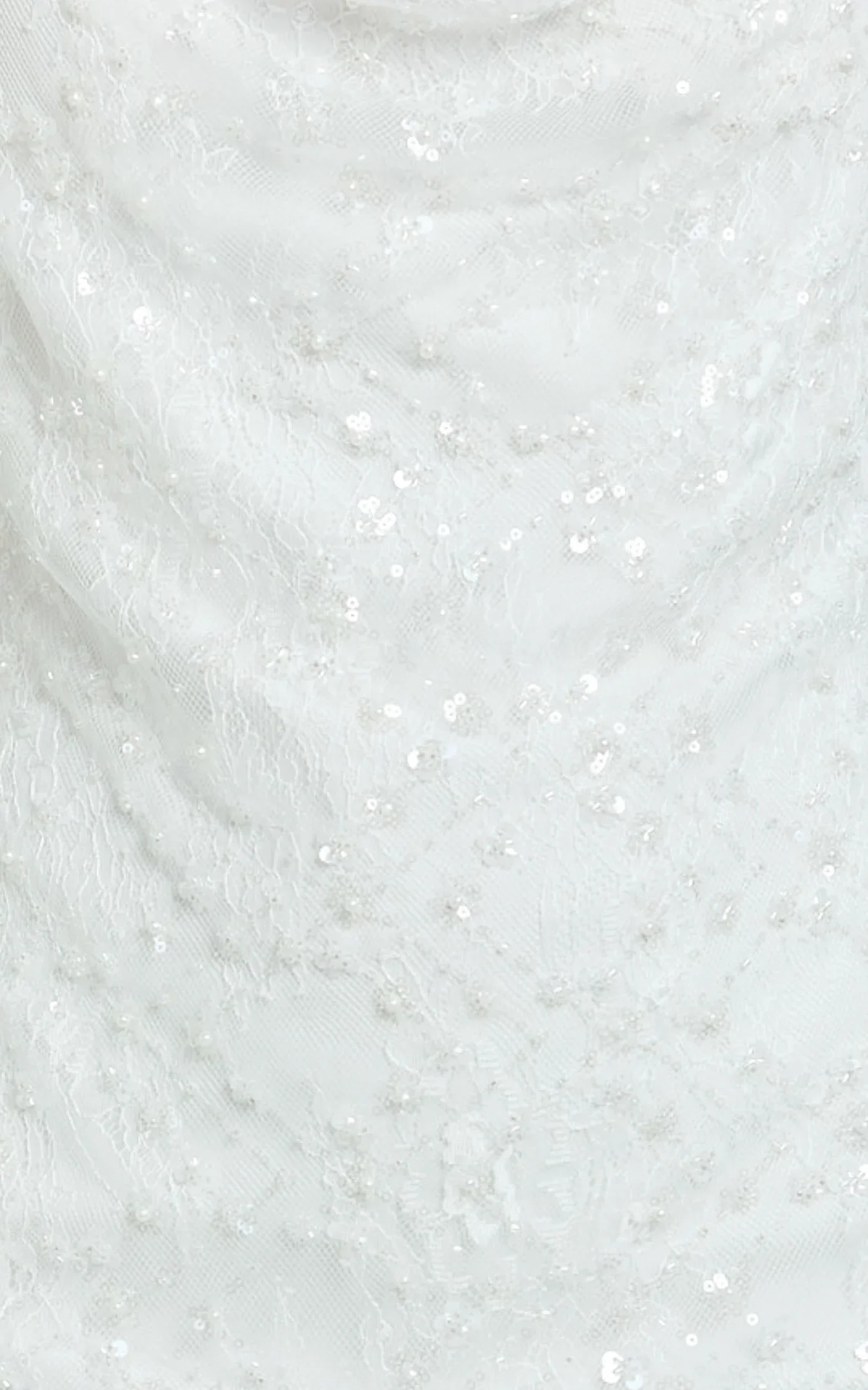 Alana Mini Dress - Sequin Lace Cowl Neck Dress in White