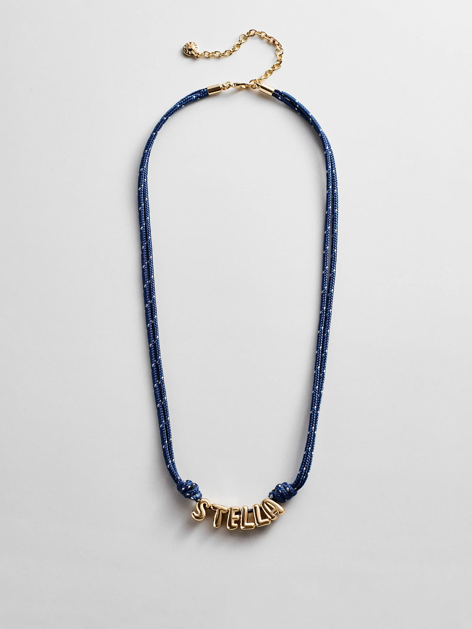 Bubble Letter Custom Paracord Necklace - Navy/White