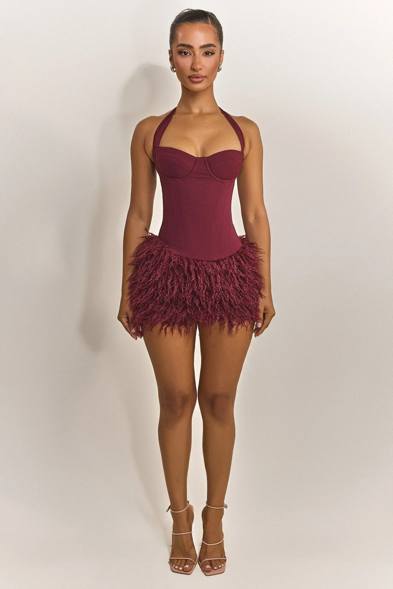 The Zadie Lace Up Corset Top in Wine