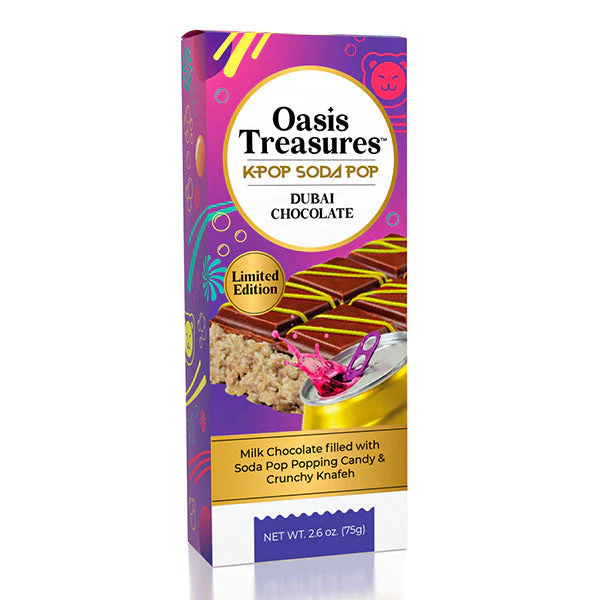 Dubai Chocolate Bar Limited Edition KPop Soda Pop Flavor by Oasis Treasures 75g (2.65oz)