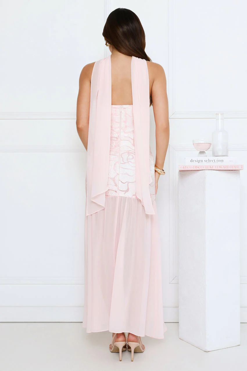 Sophisticated Night Strapless Maxi Dress Pink - luluinthesky