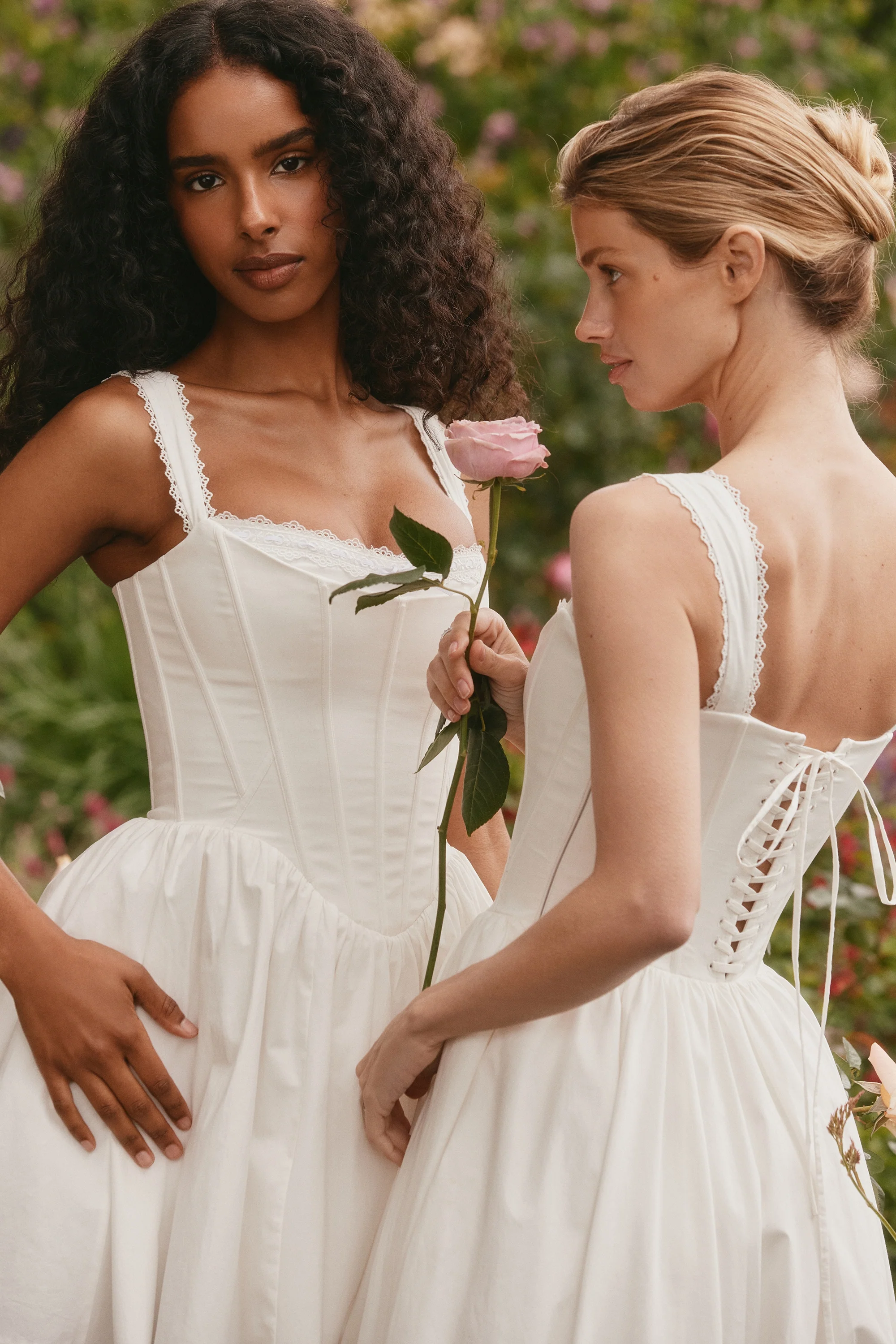 White Stretch Cotton Corset Mini Dress