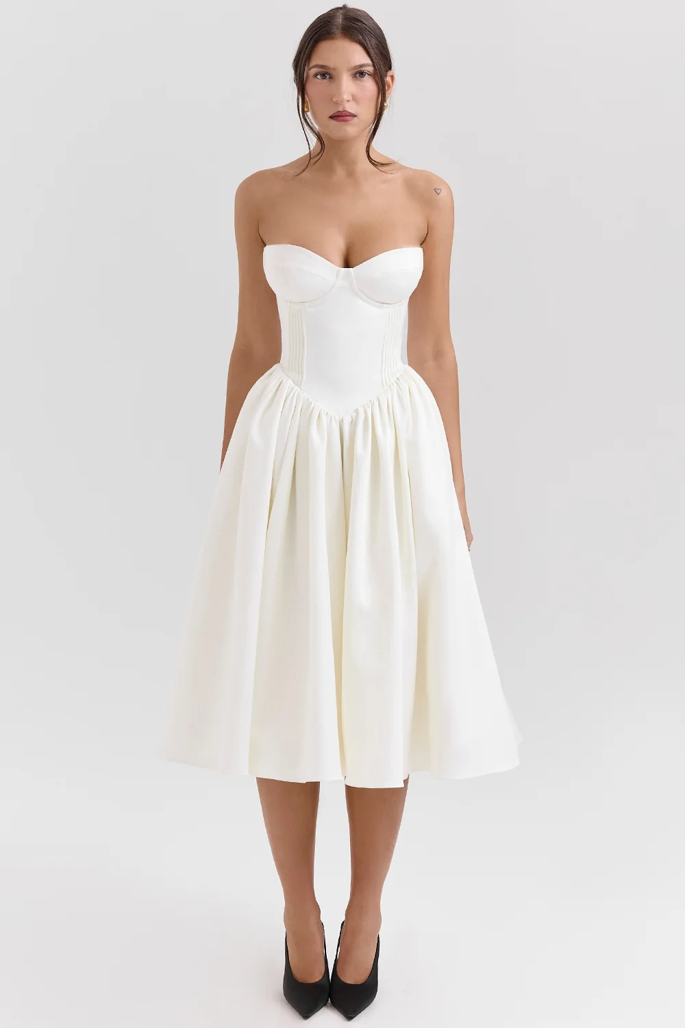 Vintage Ivory Satin Midi Dress
