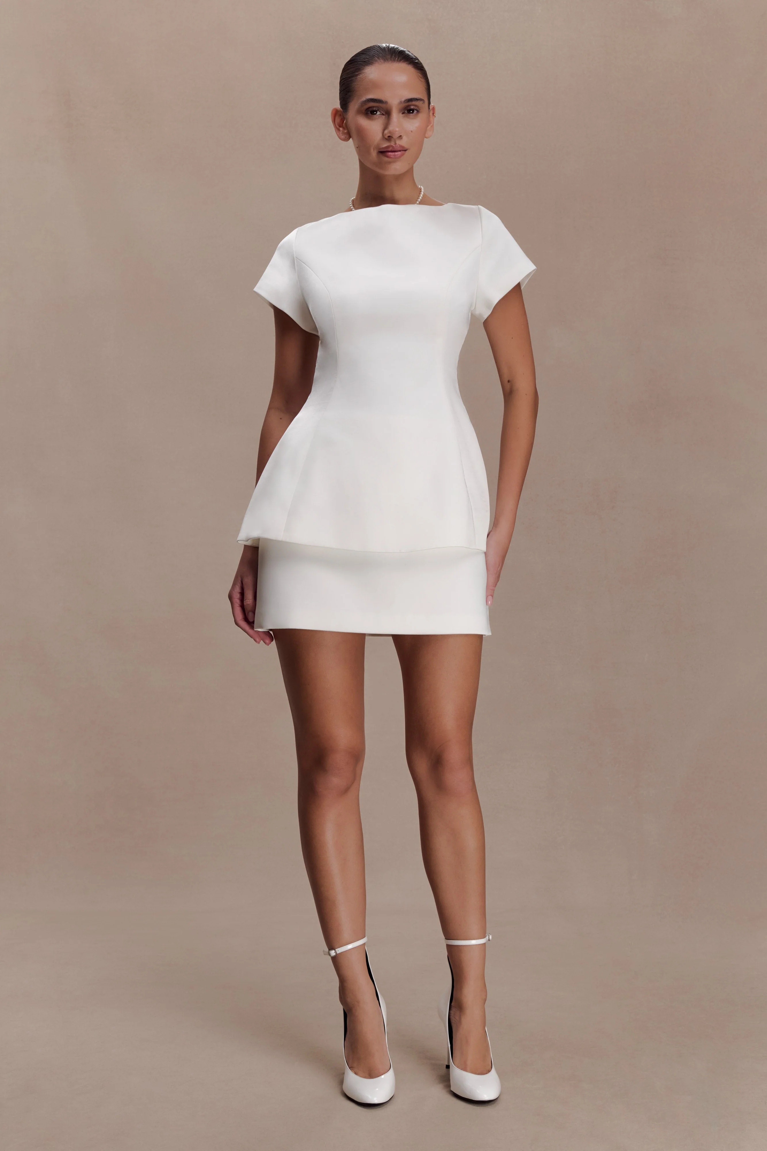 Adeline Satin Mini Skirt - White