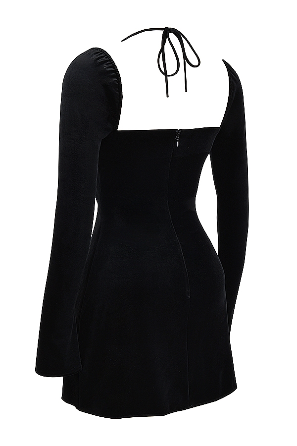 Black Velvet Halter Mini Dress