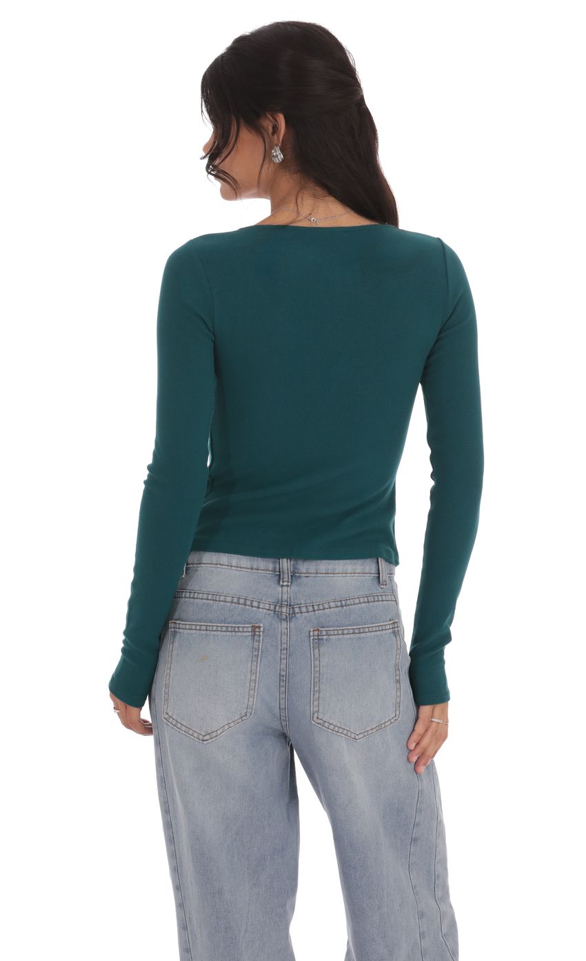 Ribbed Fly Away Top in Teal
