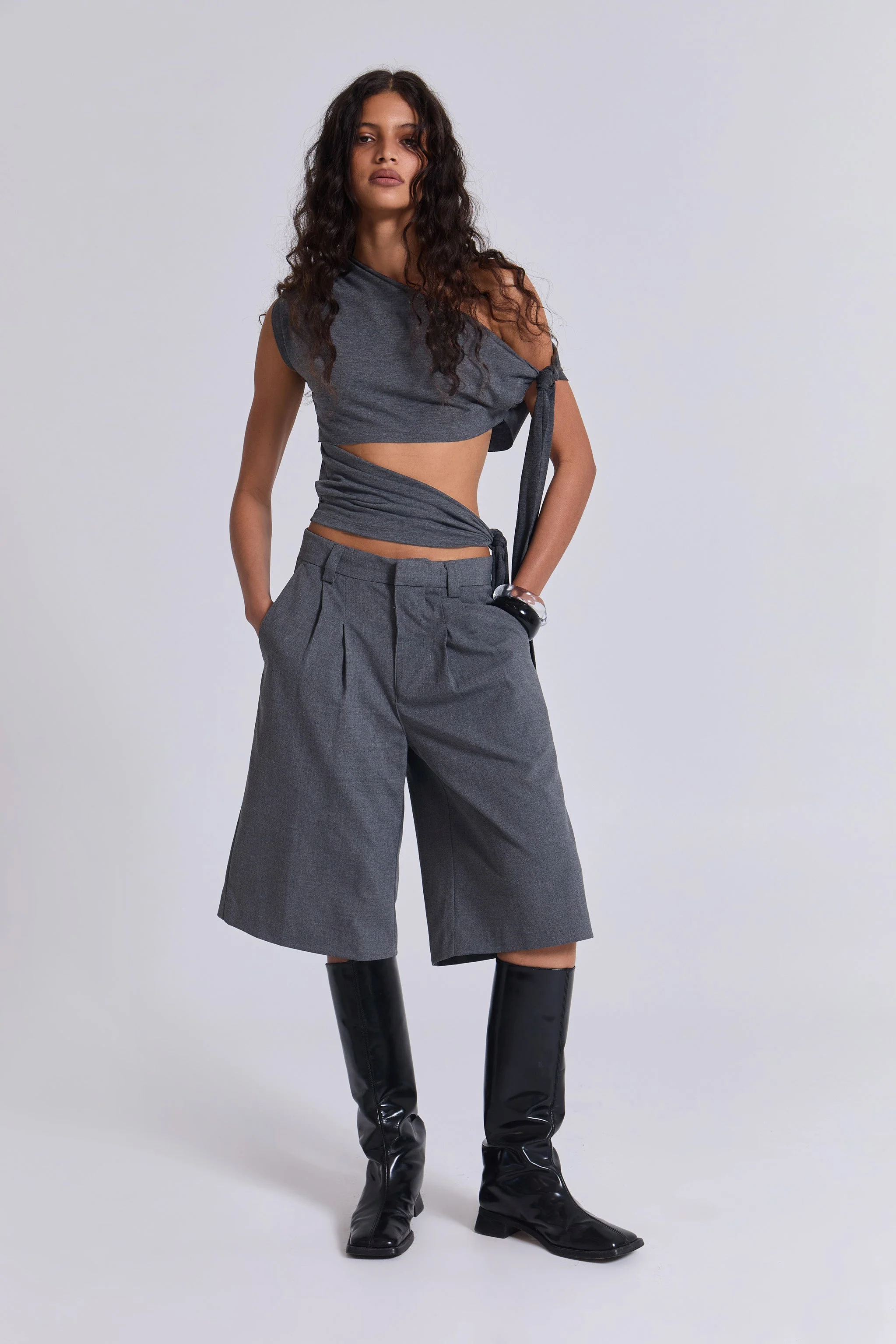 Mena Asymmetric Top in Grey