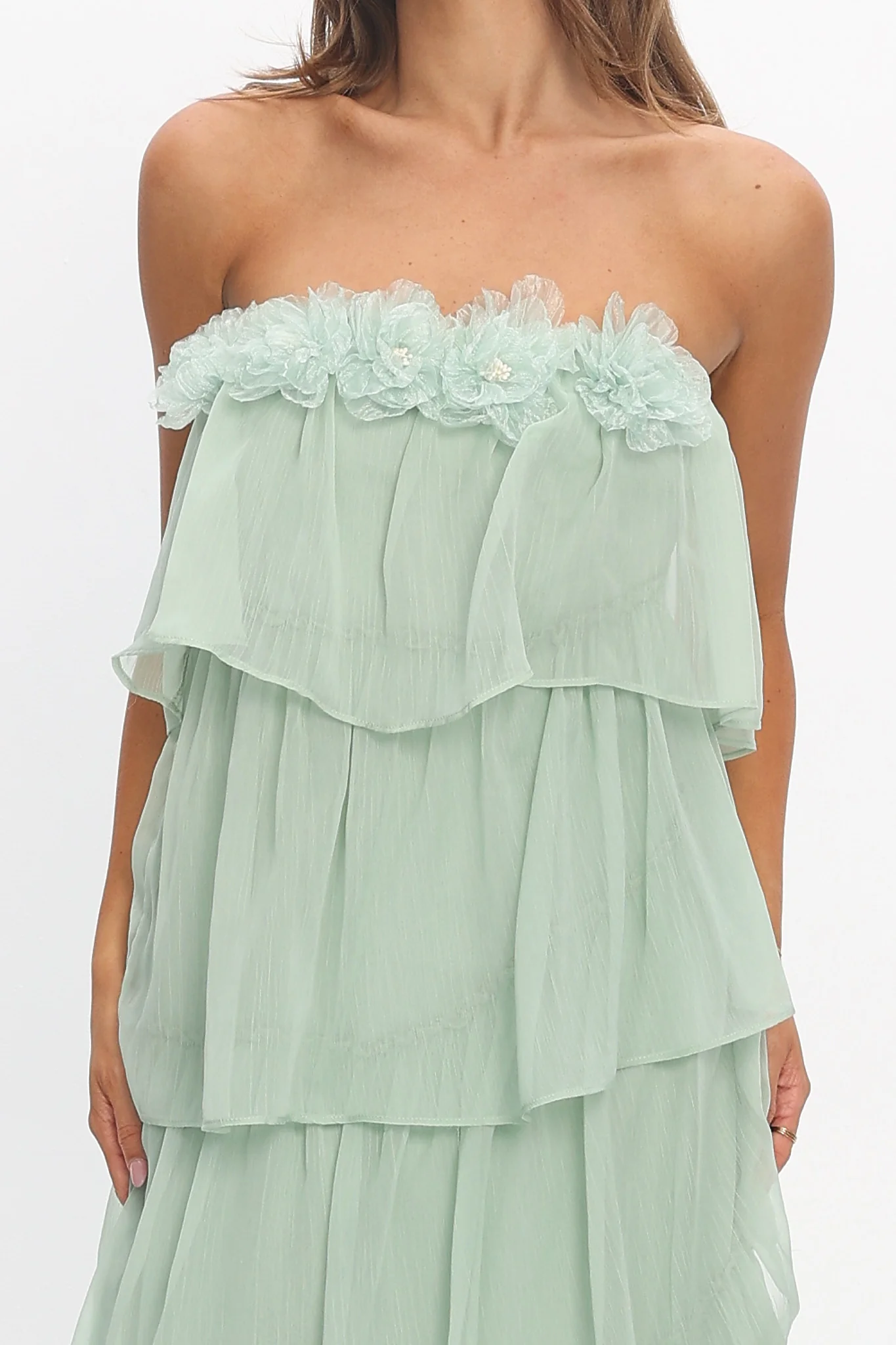 It's Time Tiered Ruffle Maxi Dress Sage - luluinthesky