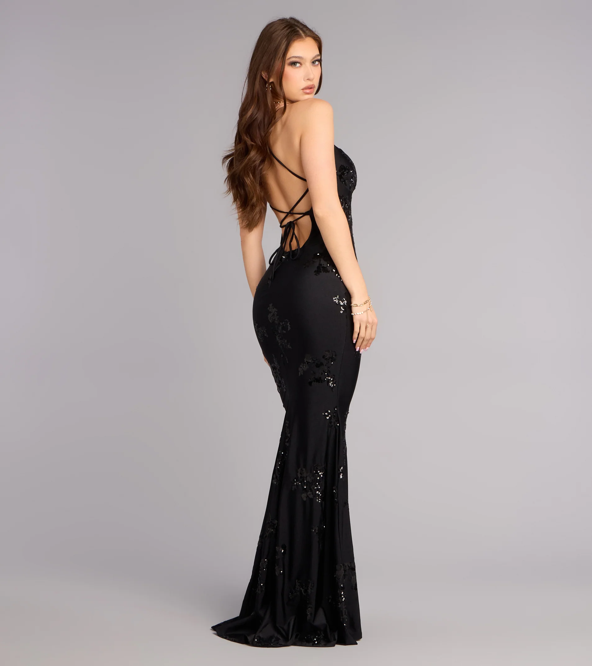 Mae Sequin Knit Strappy Formal Dress