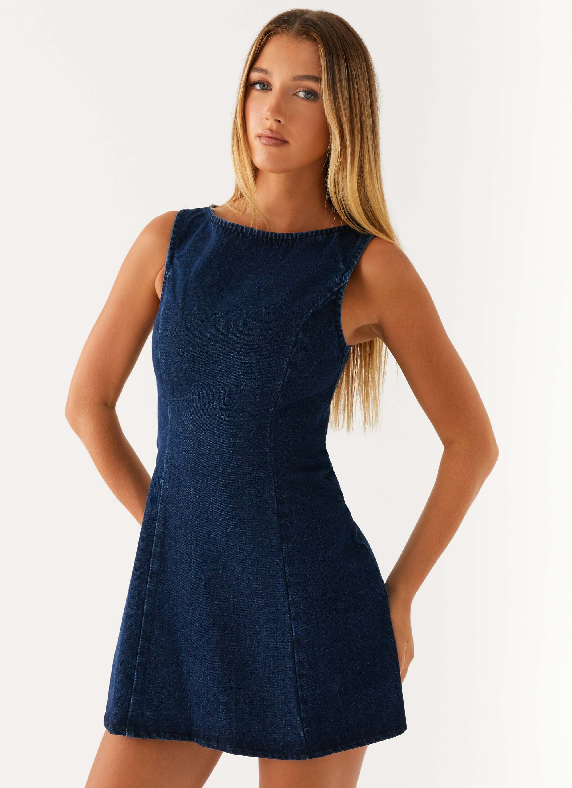 Rochelle Denim Mini Dress - Blue - luluinthesky