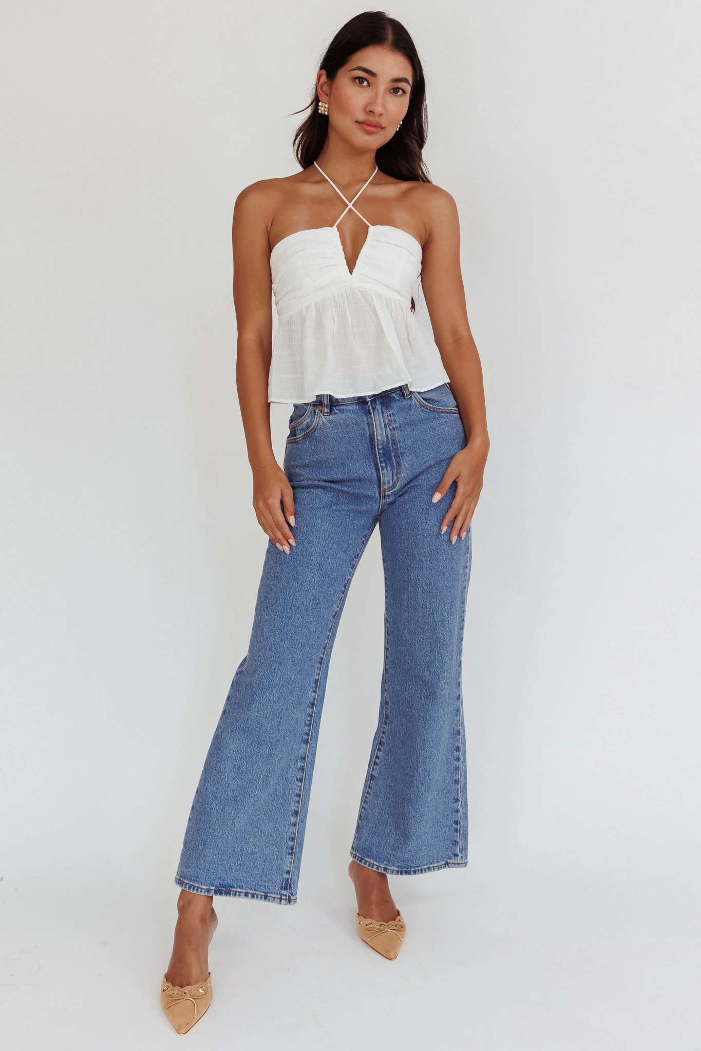 Asiah Halter Neck Cami Top Off White