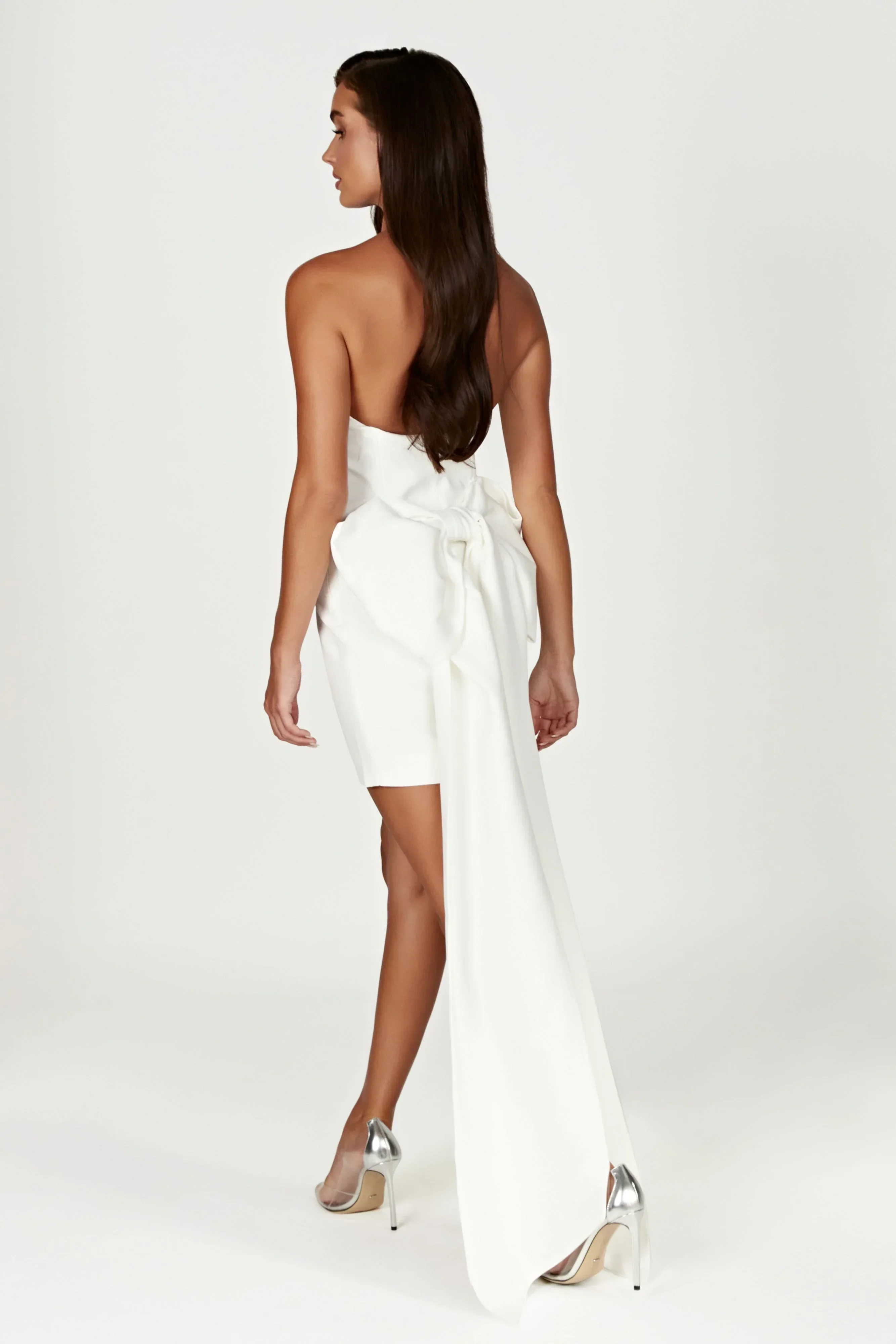 Meredith Strapless Bow Mini Dress - White - luluinthesky