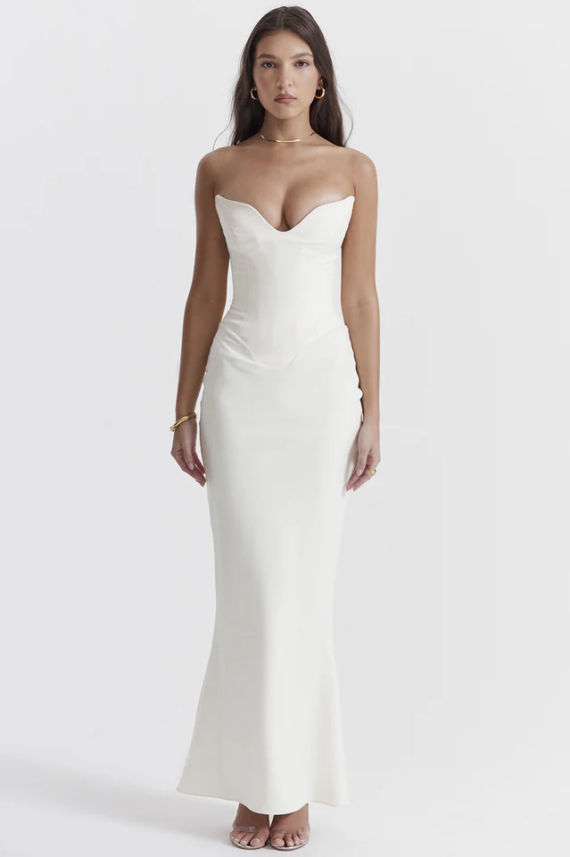 Tamara Ivory Strapless Corset Dress