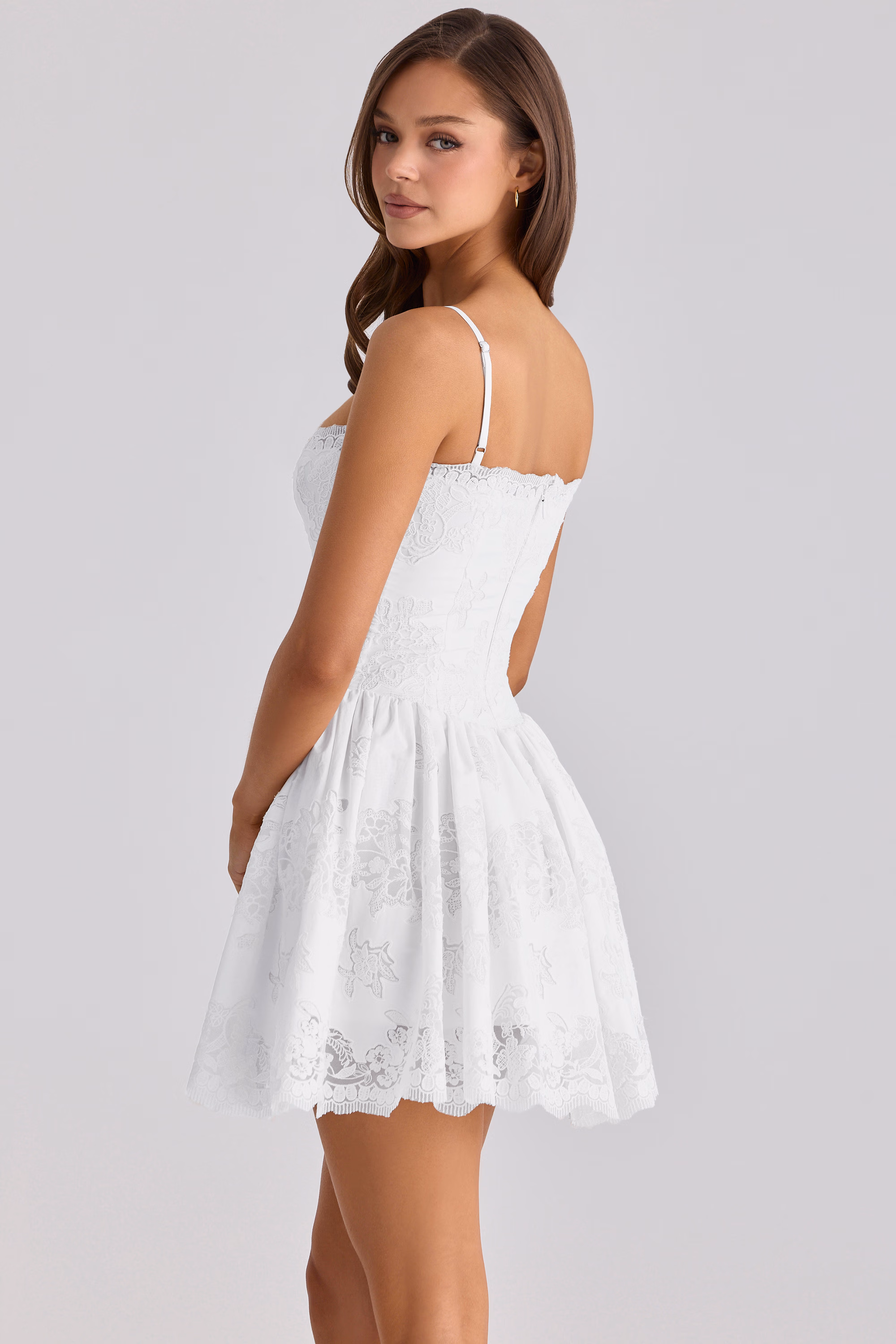 White Custom Lace + Colton Broderie Anglaise Mini Dress