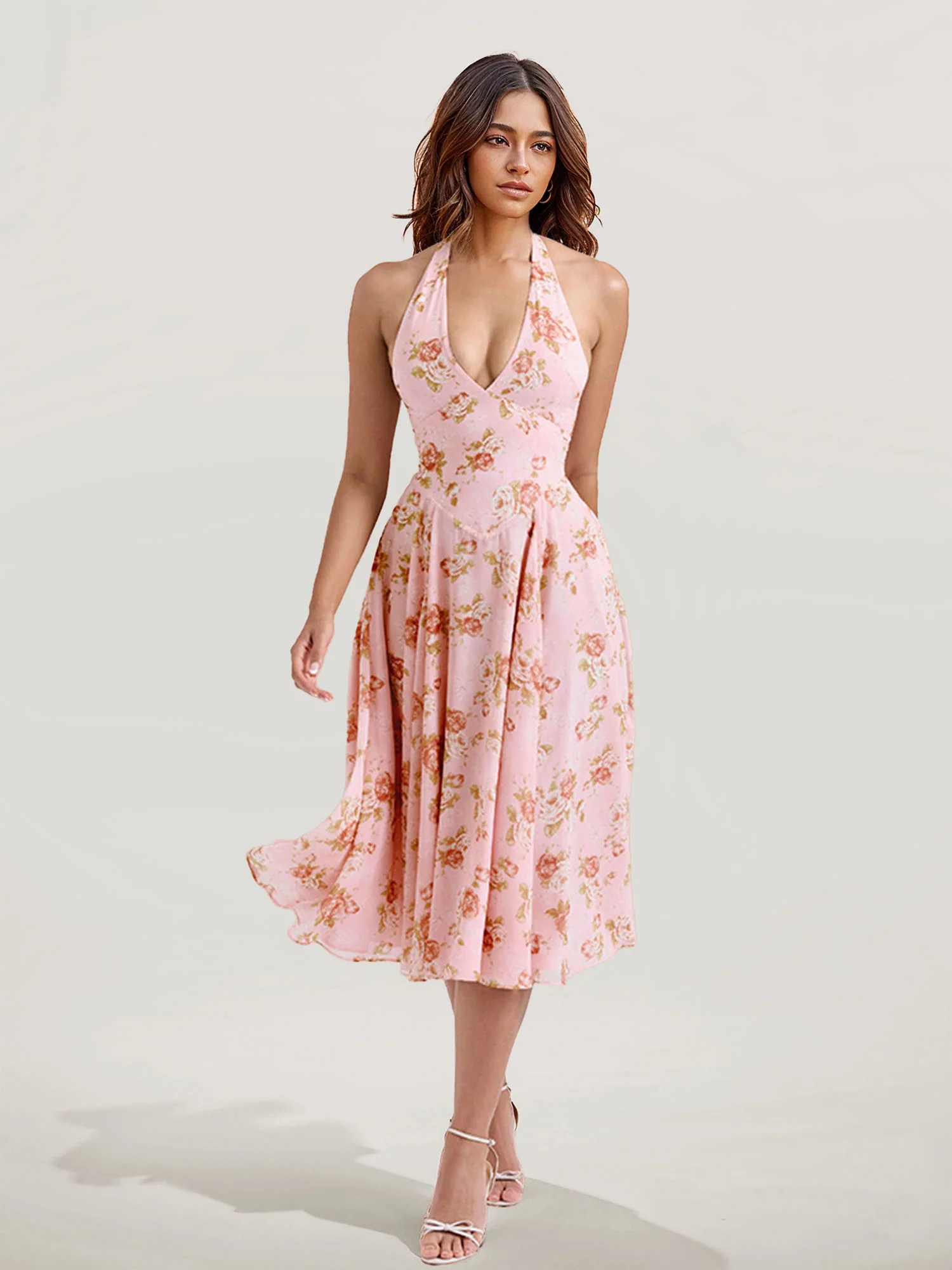 Floral Pattern Midi Dress for Elegance