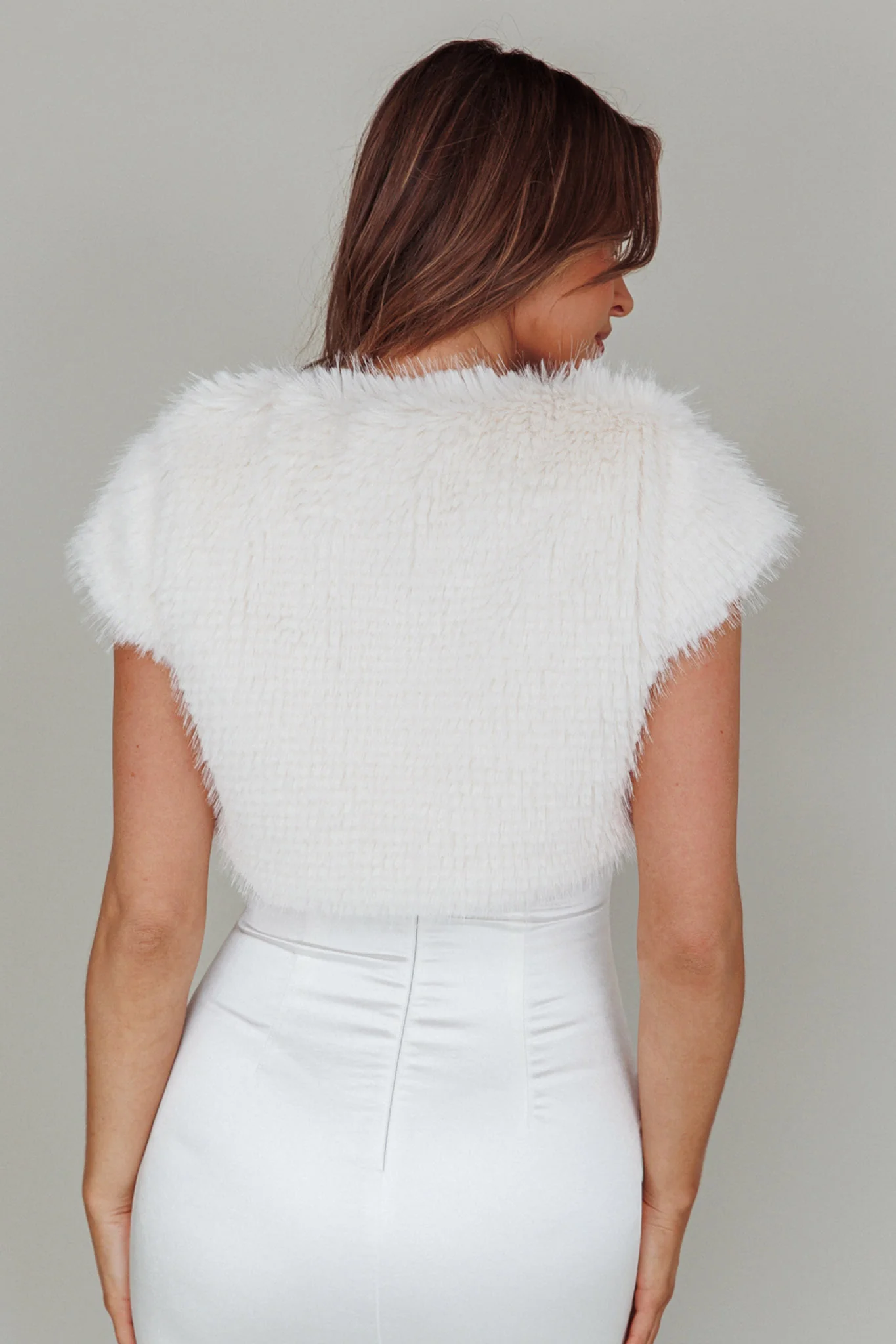 Sophi Short Sleeve Fur Jacket Cream