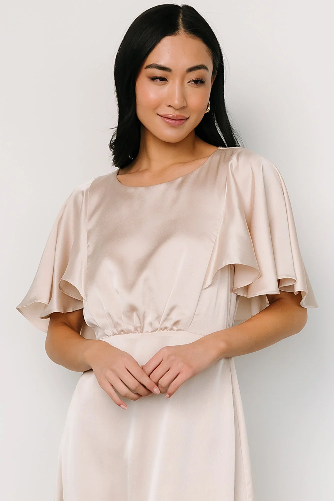 Cinta Satin Midi Dress | Champagne
