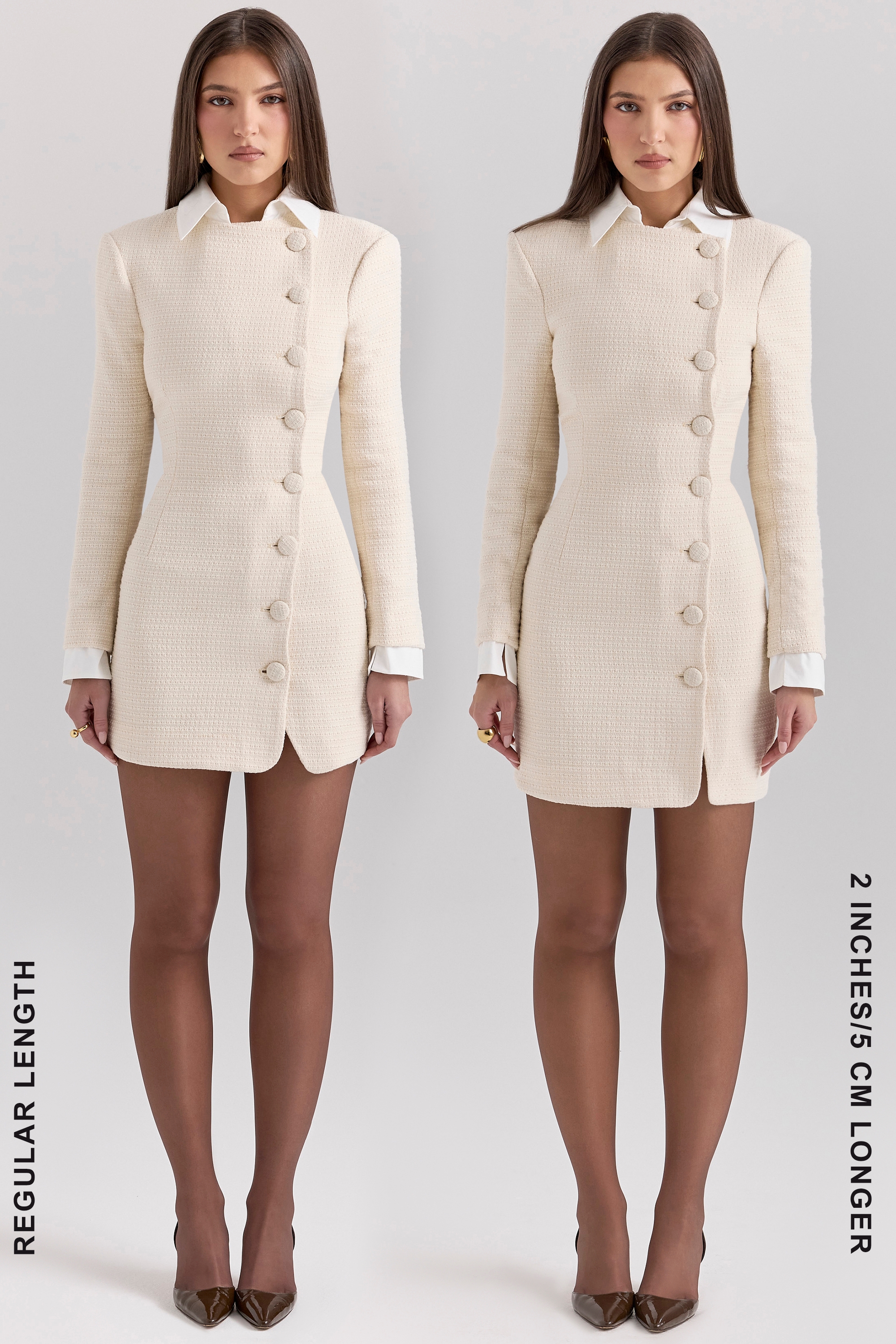 Cream Boucle Tweed Mini Dress