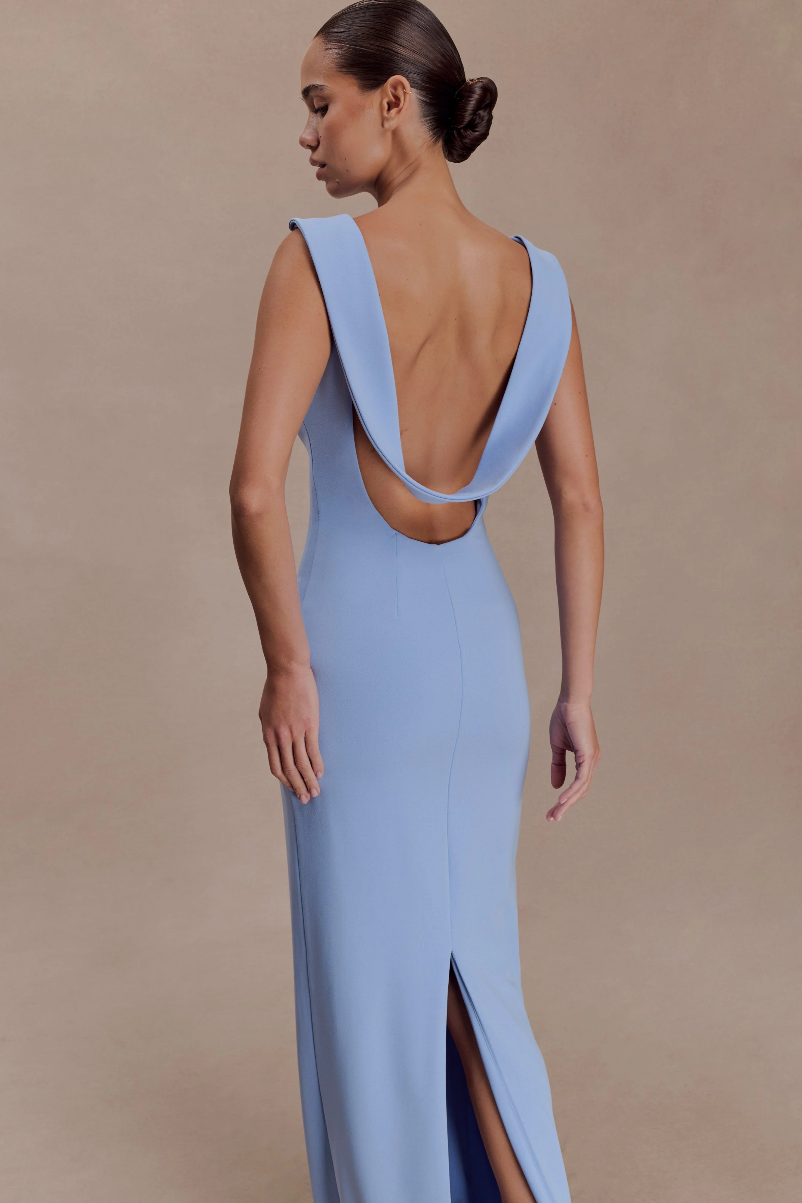 Galilea Crepe Draped Maxi Dress - Cornflower Blue