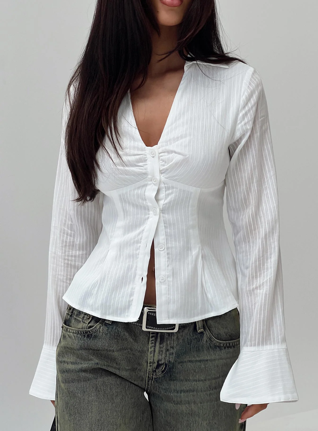 Elowenn Long Sleeve Top White