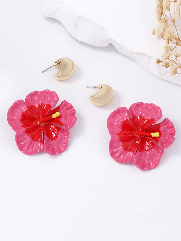 Flower Shape Earrings 3Pcs Accessories + Rings Accessories