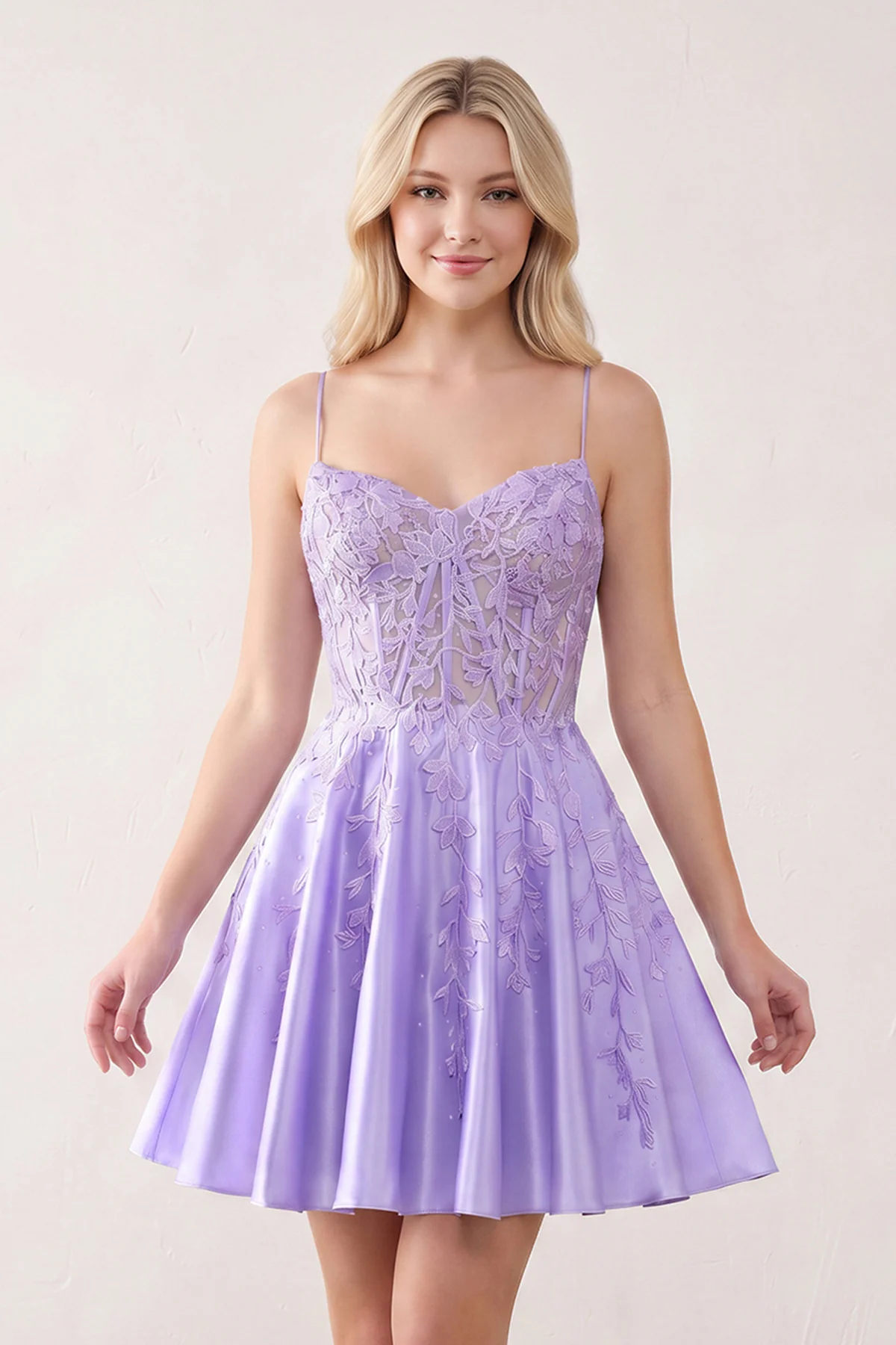 Green Appliques Sweetheart Lace-Up A-Line Short Homecoming Dress
