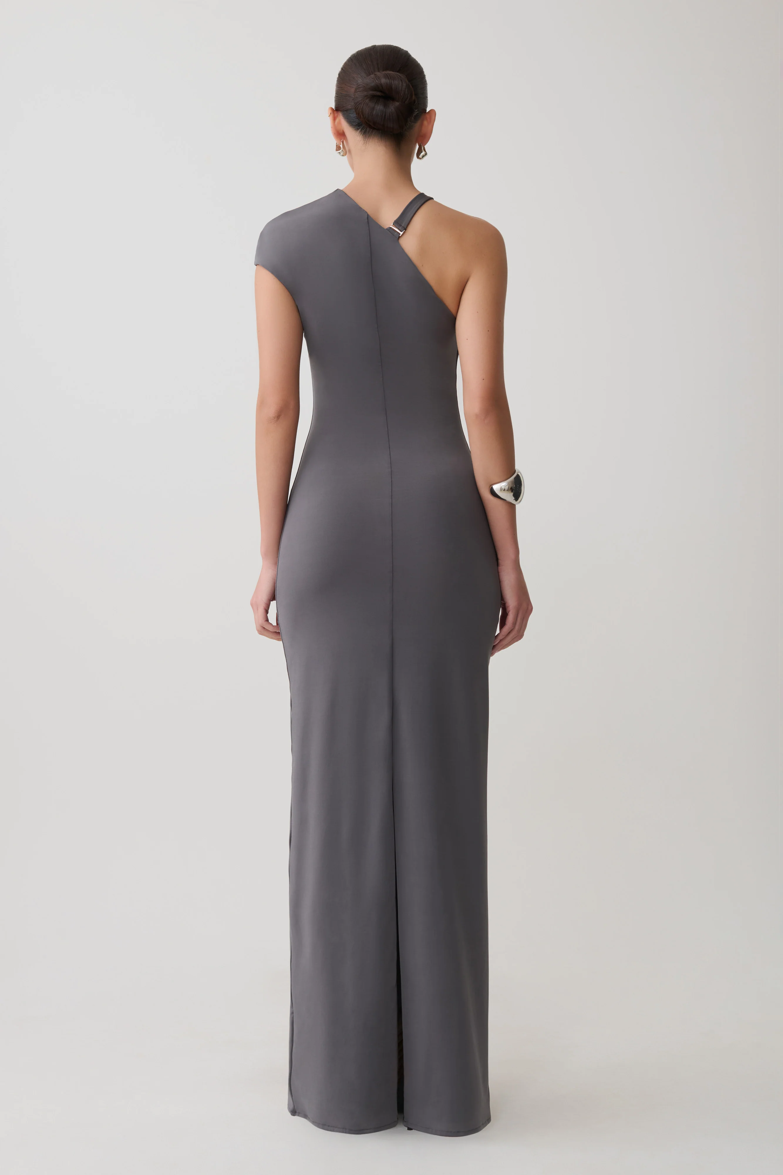 Oden Slinky Maxi Dress With Hardware - Grey