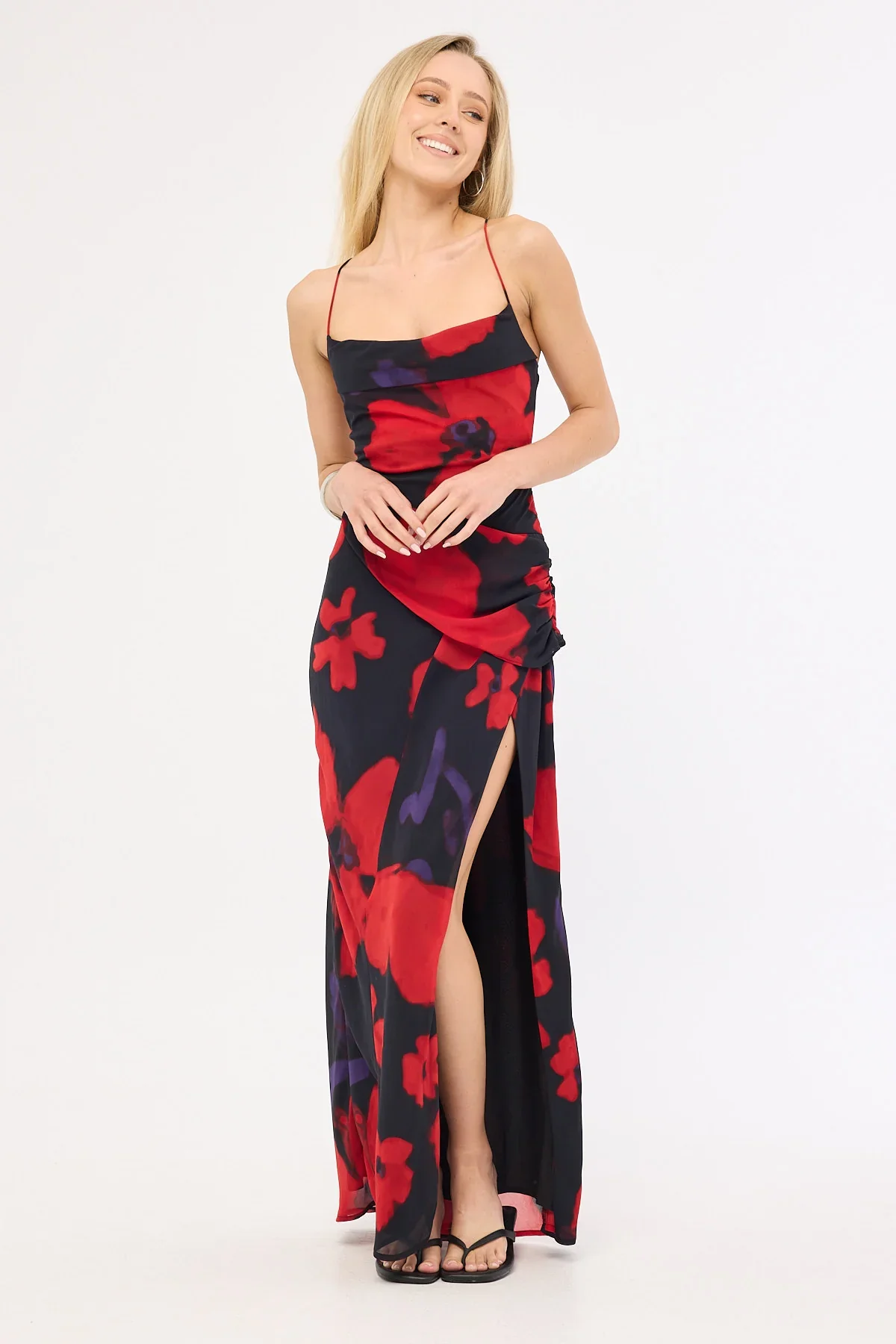 Perfect Stranger Saskia Chiffon Maxi Dress Black Print