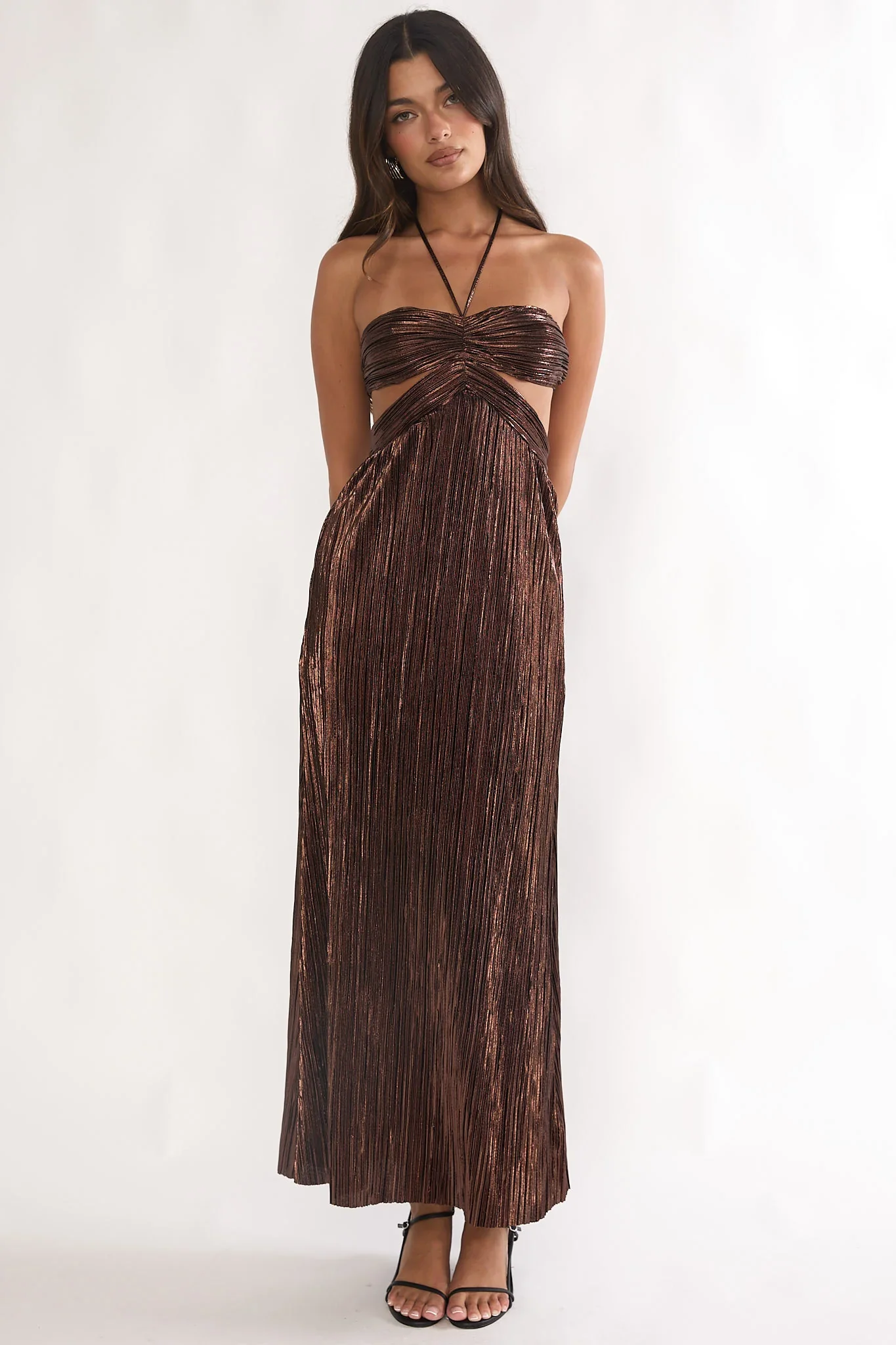 Isle Cut-Out Halterneck Maxi Dress Gold